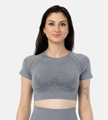 Picture of Leafletic Women's Seamless Crop T-Shirt | Lightweight & Breathable Fitness Top | Short Sleeve Activewear for Gym & Workout