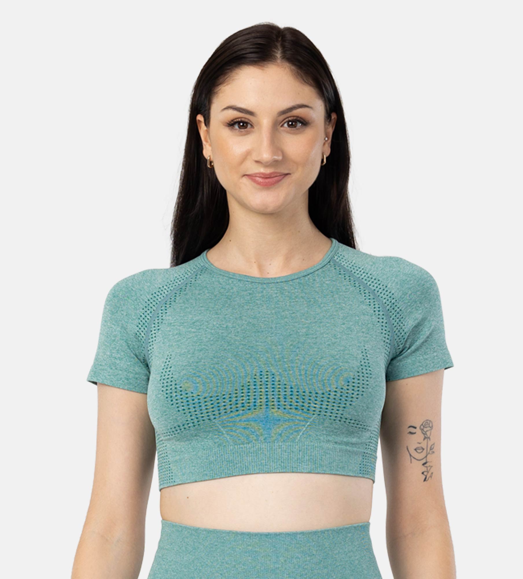 Picture of Leafletic Women's Seamless Crop T-Shirt | Lightweight & Breathable Fitness Top | Short Sleeve Activewear for Gym & Workout