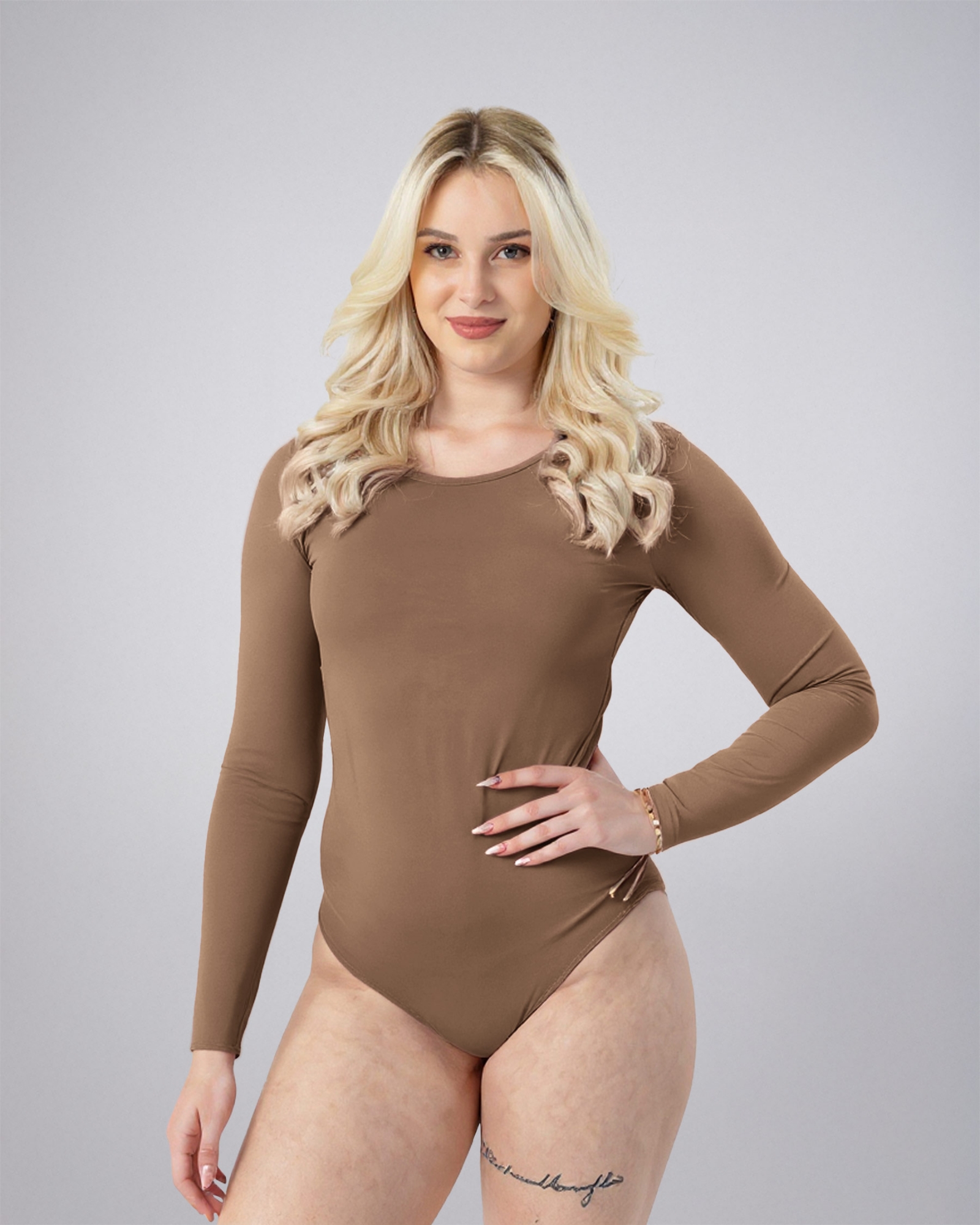 Picture of Leafletic Premium Women’s Bodysuit – Long Sleeve, Soft Stretch Fabric | Slim Fit One-Piece for Casual, Office or Layering | Lightweight, Breathable & Comfortable Daily Wear Bodysuit | Stylish Basic Top