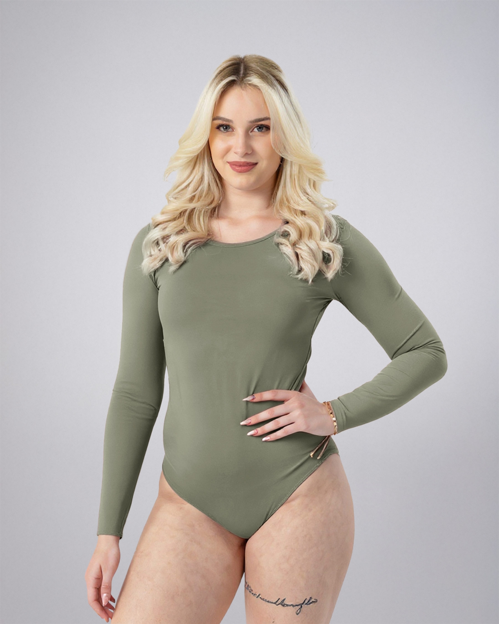 Picture of Leafletic Premium Women’s Bodysuit – Long Sleeve, Soft Stretch Fabric | Slim Fit One-Piece for Casual, Office or Layering | Lightweight, Breathable & Comfortable Daily Wear Bodysuit | Stylish Basic Top