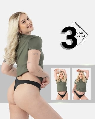 Picture of Leafletic Women's Seamless Low-Rise Brazilian Underwear | Soft & Stretchable Panty | Comfortable Brazilian Undergarment for Ladies | All-Day Comfort Women's Panties | 3 Piece Combo Pack