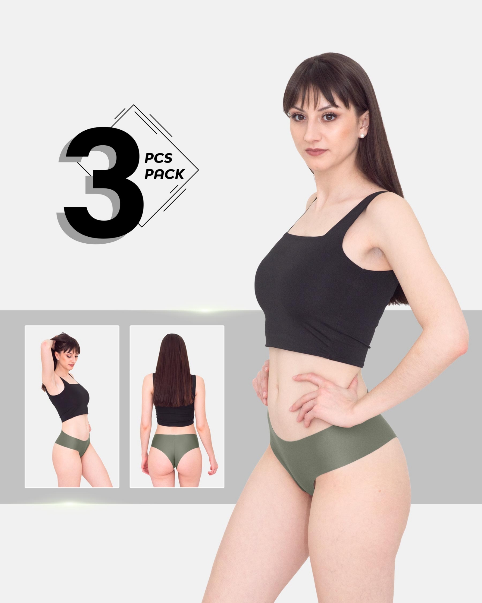 Picture of Leafletic Women's Seamless Low-Rise Hipster Underwear | Soft & Stretchable Panty | Comfortable Hipster Undergarment for Ladies | All-Day Comfort Women's Panties | 3 Piece Combo Pack