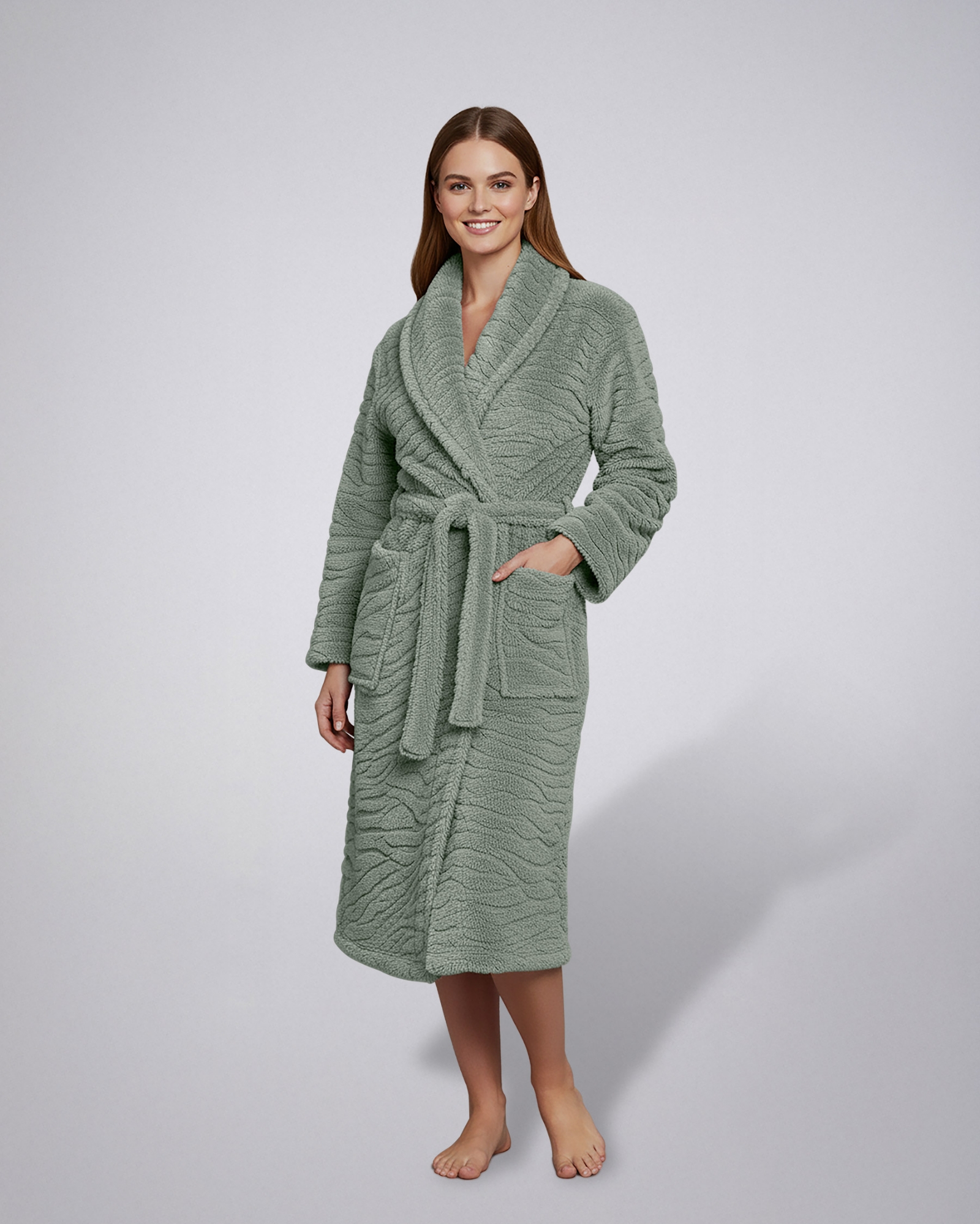 Picture of Leafletic Women's Coral Fleece Bathrobe | Ultra-Soft Lounge Robe for Ladies | Warm & Cozy Home Wear | Luxurious Spa Night Dress