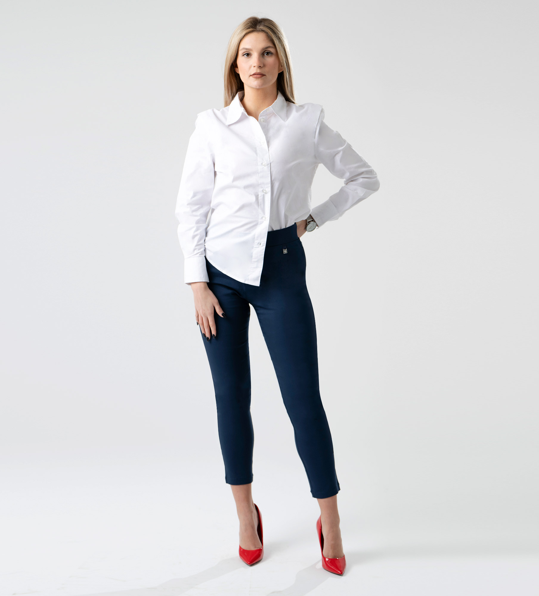 Picture of Leafletic Women's Super Stretch Bengaline Pants | Comfortable Office & Formal Trousers | Slim Fit Ladies Bottom Wear with Viscose Blend