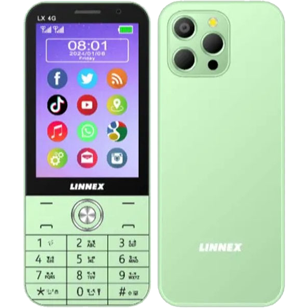 Picture of Linnex LX 4G Plus Dual SIM Feature Phone with 3GB RAM 32GB ROM, Video call, 5MP Rear Camera, WhatsApp, Youtube, Instagram, 3300 mAh Big Battery, Giant Torch, Multicolor (Best Price)