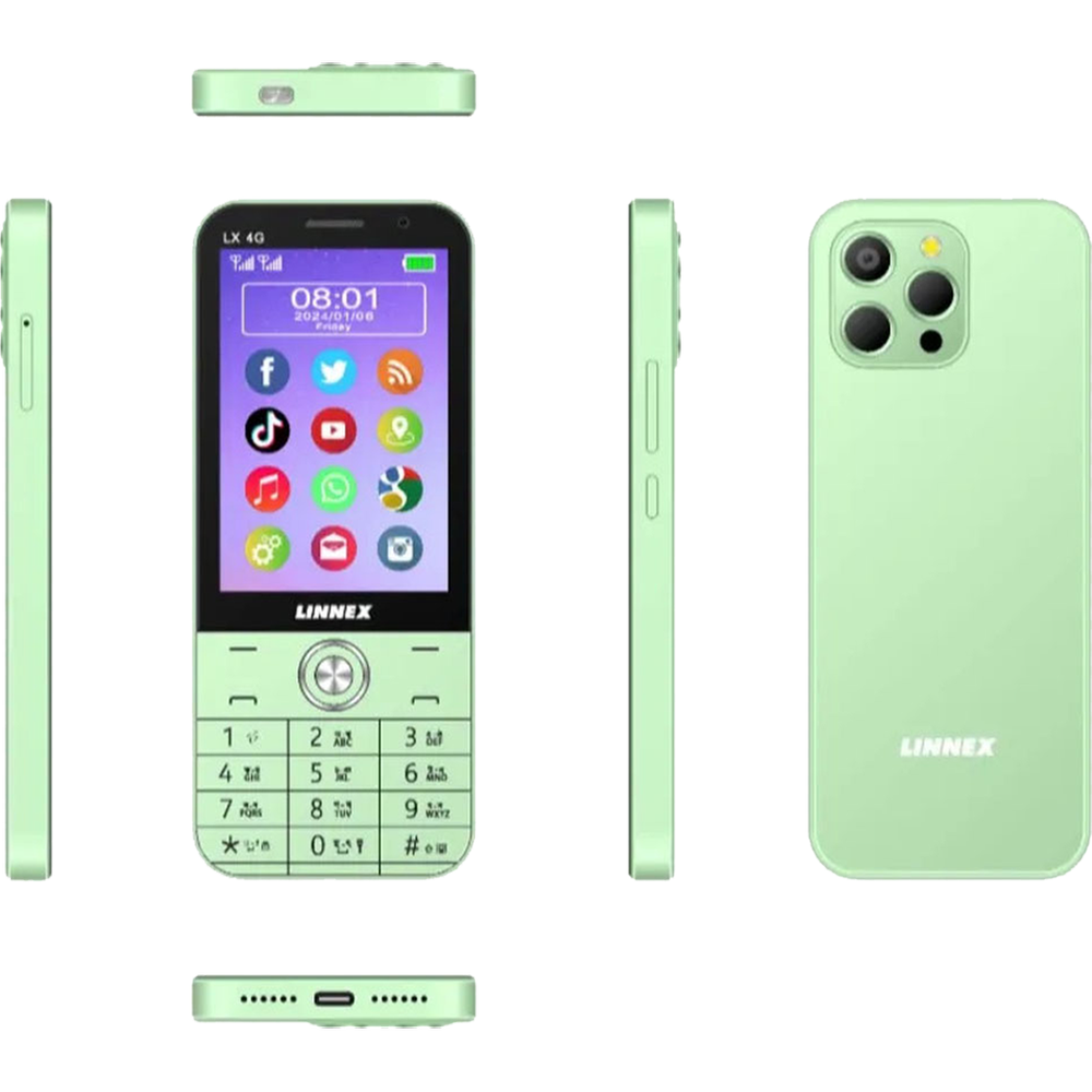 Picture of Linnex LX 4G Plus Dual SIM Feature Phone with 3GB RAM 32GB ROM, Video call, 5MP Rear Camera, WhatsApp, Youtube, Instagram, 3300 mAh Big Battery, Giant Torch, Multicolor (Best Price)