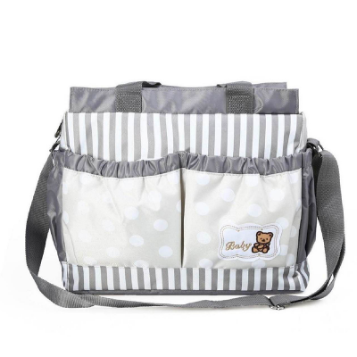 Picture of High-Quality Baby Bag | Foreign Bear Embroidered Mommy Bag Polka Dot New Mother and Baby Bag Waterproof Bag