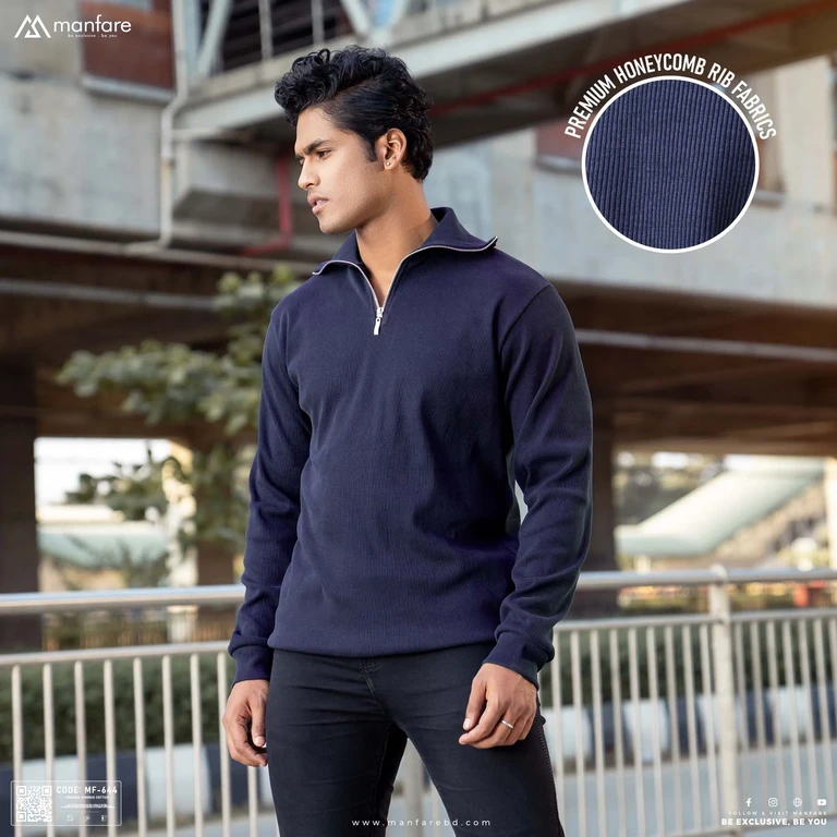 Picture of Half Zipper Old Money Sweater | Premium Rib Fabrics | MF-644