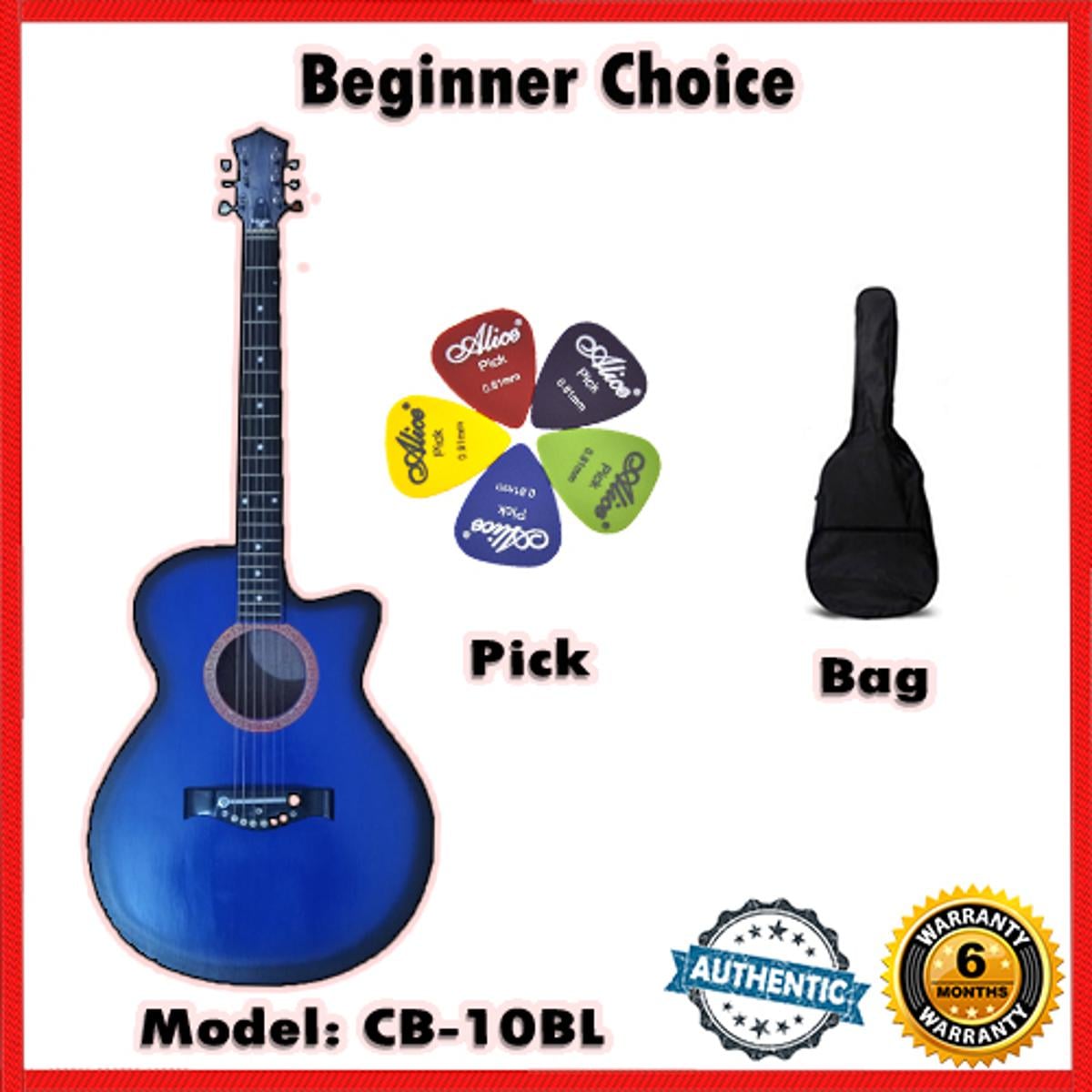 Picture of Beginner Combo 2 - Signature Acoustic Guitar with Electric Output + 3 Picks + Bag + Belt + Pick Holder +  capo + cable + string + Converter - Blue