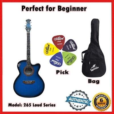 Picture of Best Signature Acoustic Guitar with Electric Output + bag + Picks – Blue