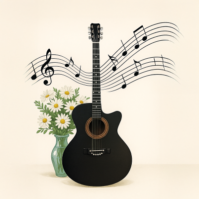 Picture of Best Beginner choice Premium Acoustic Guitar + Picks - Black