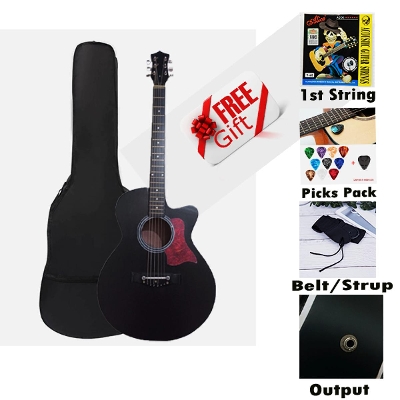 Picture of MM-20 Semi Electric Guitar Basswood 6 Strings Folk Acoustic Guitar with Bag Picks Belt String  Wooden for Beginners with Guitar Accessories