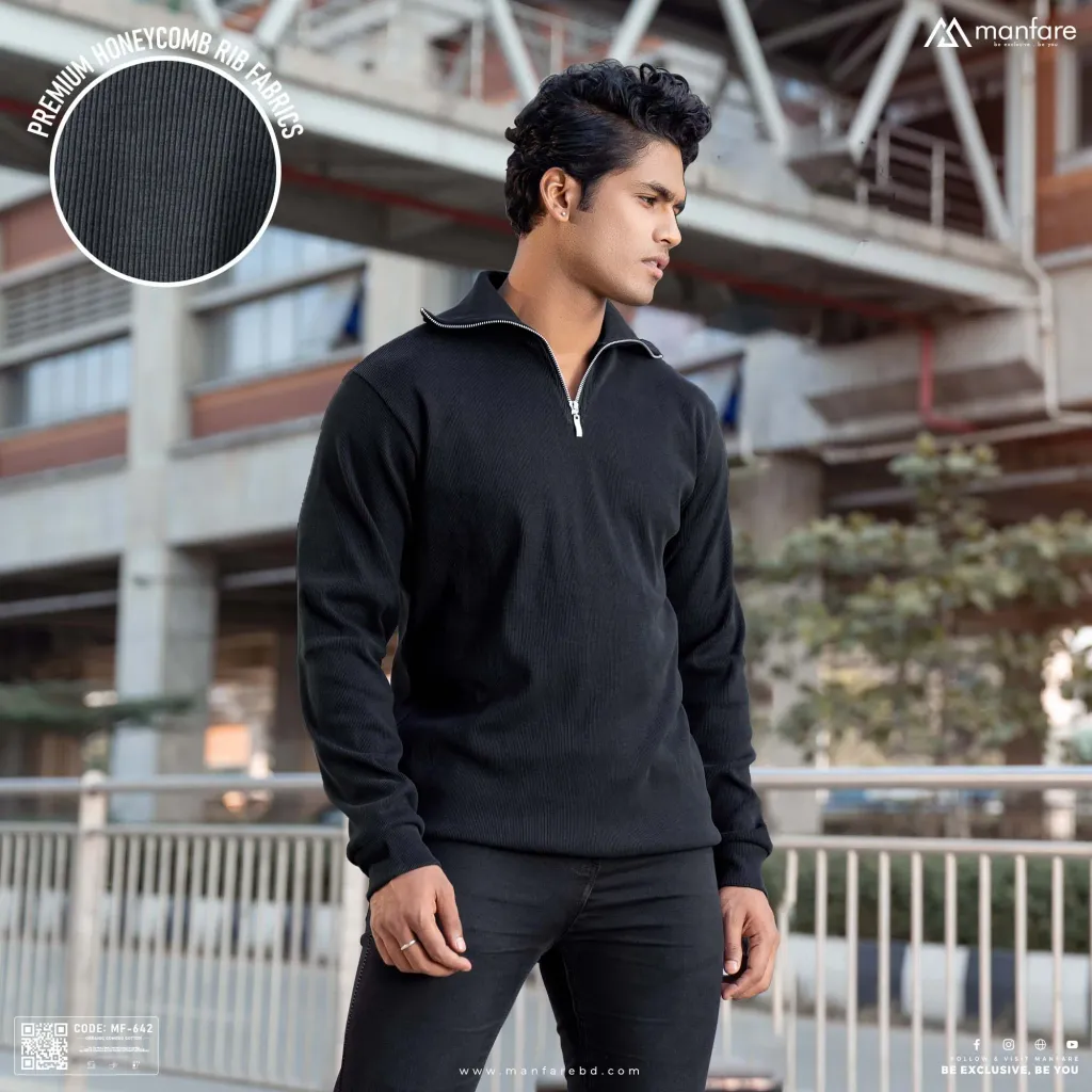 Picture of Half Zipper Old Money Sweater | Premium Rib Fabrics | MF-642