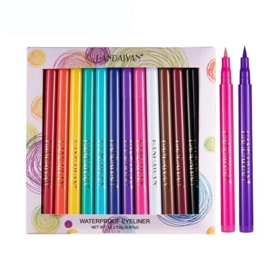 Picture of HANDAIYAN  12 Colors/Box Rainbow Eyeliner Pencil Makeup Set Liquid Eye Liner Waterproof Cosmetics Long-Lasting Make Up Colored Blue Pen