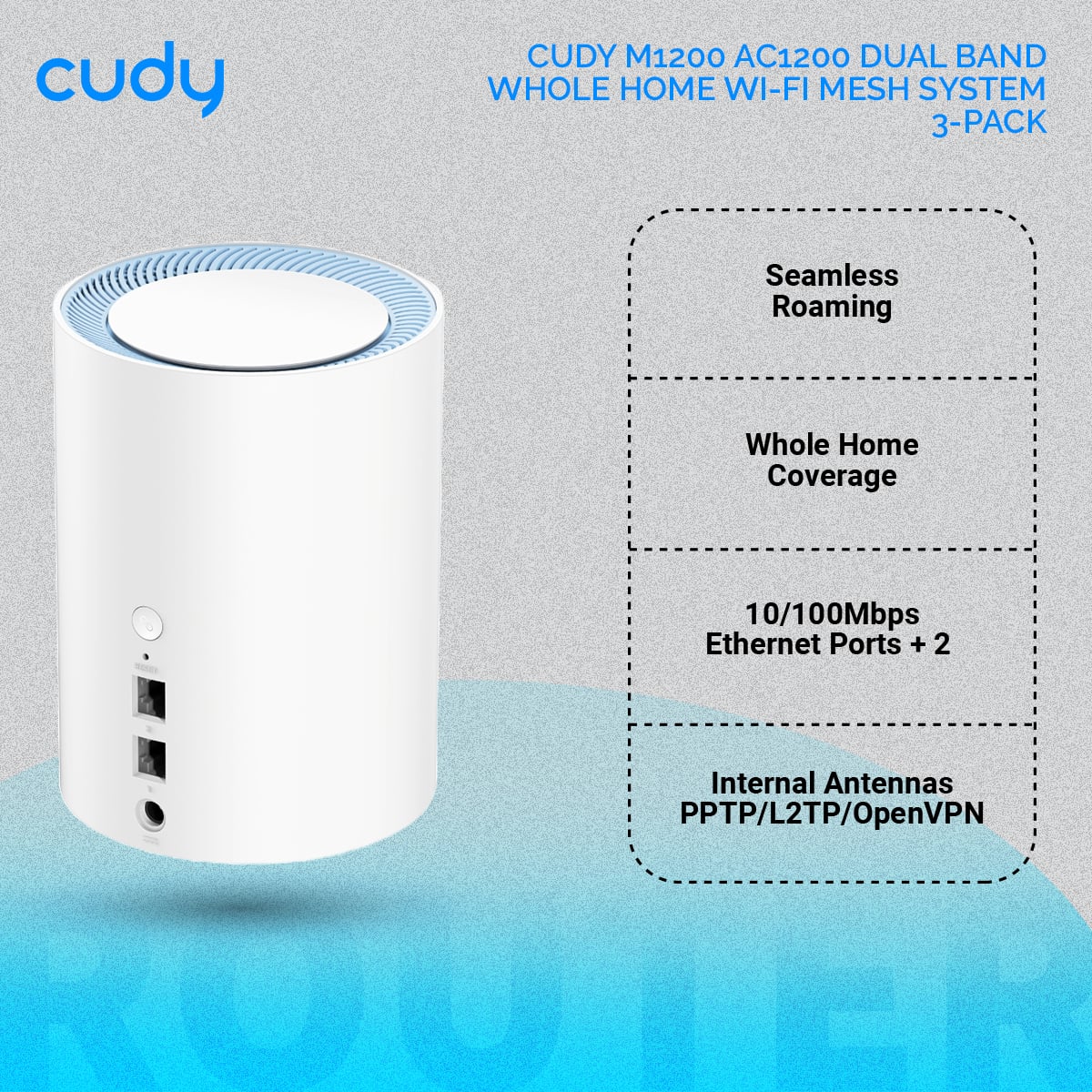 Picture of Cudy M1200 AC1200 Dual Band Whole Home Wi-Fi Mesh System - 3-Pack