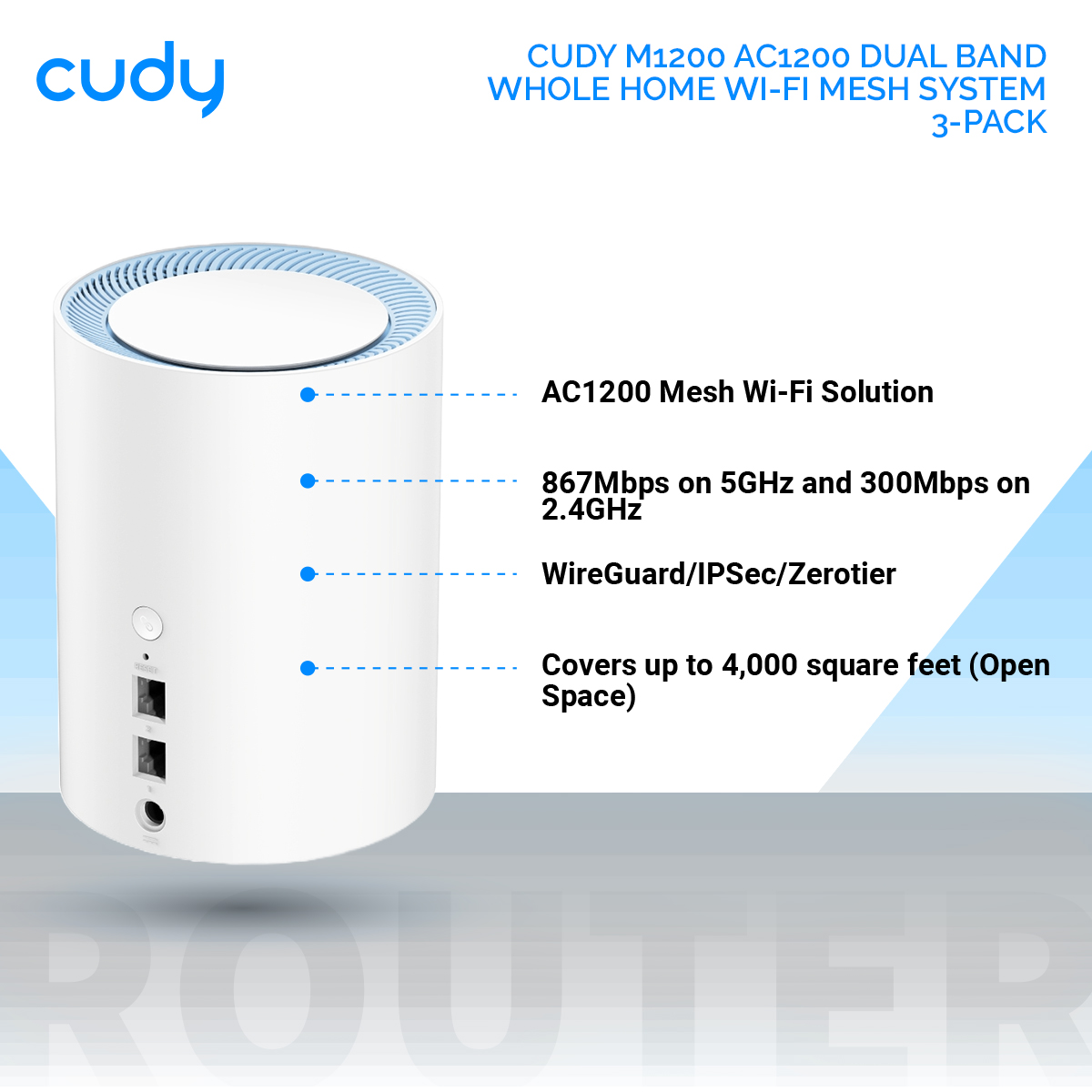 Picture of Cudy M1200 AC1200 Dual Band Whole Home Wi-Fi Mesh System - 3-Pack