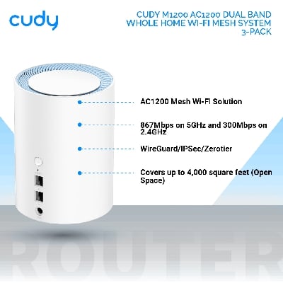 Picture of Cudy M1200 AC1200 Dual Band Whole Home Wi-Fi Mesh System - 3-Pack