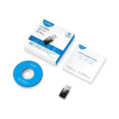Picture of CUDY WU1300 AC1300 Dual Band Wireless Mini USB WiFi Adapter -  2.4GHz 400Mbps + 5GHz 867Mbps Wireless Speed - Supports 64/128-bit WEP, WPA/WPA2, and WPA-PSK/ WPA2-PSK (TKIP/AES) Encryption - Free Driver and auto Installation - 802.11ac/n/b/g Standard