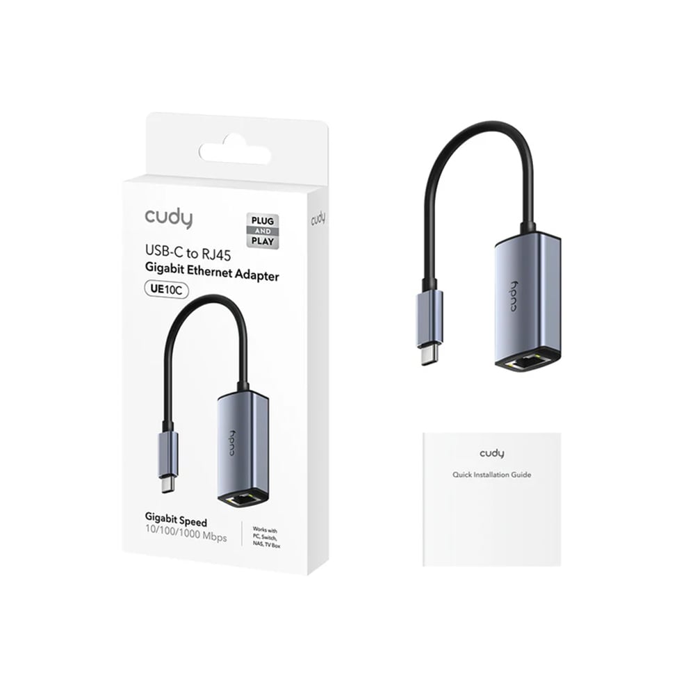 Picture of CUDY UE10C USB-C to Gigabit Ethernet Adapter - 10/100/1000 Mbps Ethernet Port - PC / Mac / iPad / iPhone / Android / Nintendo - Plug and Play - Wake on LAN, Flow Control