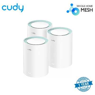 Picture of Cudy M1300 (3-Pack) AC1200 Dual Band Whole Home Wi-Fi Mesh System - 867Mbps on 5GHz and 300Mbps on 2.4GHz - 2 Gigabit Ethernet Ports - White