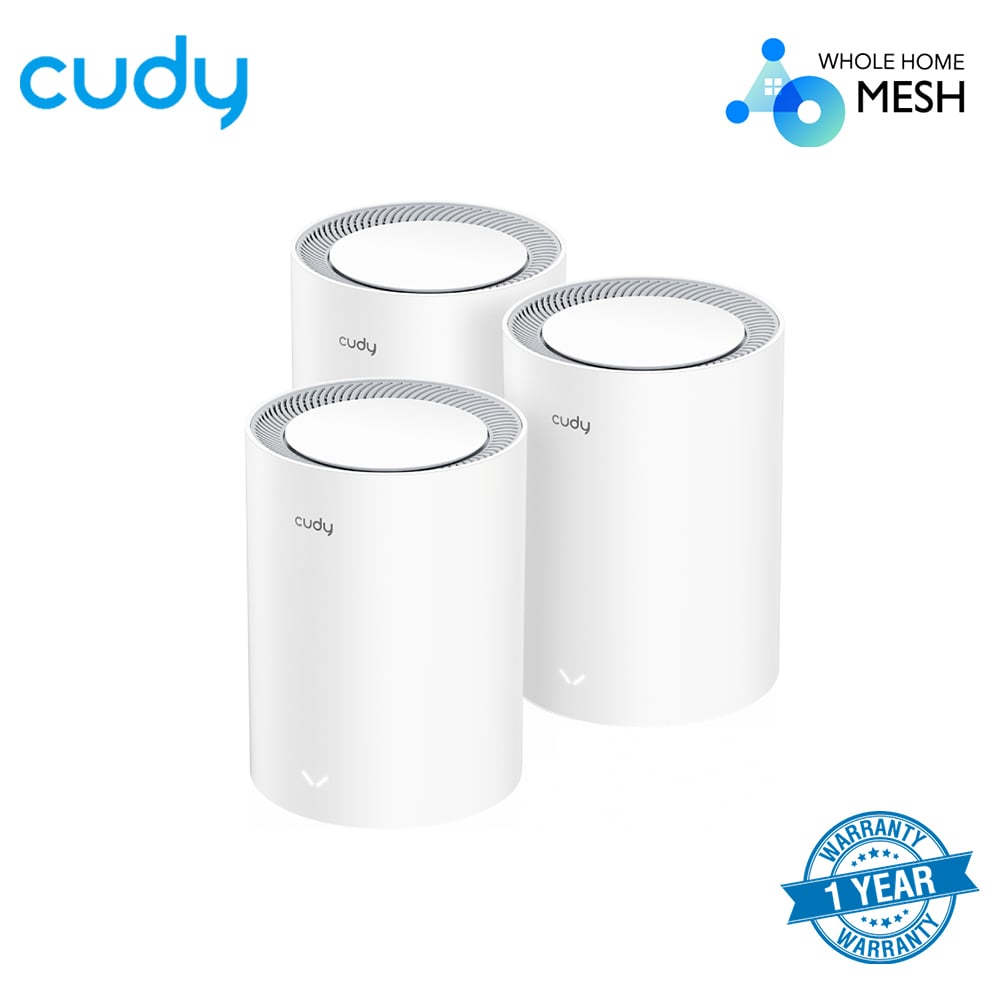 Picture of Cudy M1800 (3-Pack) AX1800 Wi-Fi 6 Whole Home Mesh WiFi System - 1201Mbps on 5GHz and 574Mbps on 2.4GHz - MU-MIMO, Beamforming, WPA3 - Whole Home Coverage - White