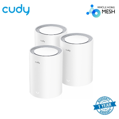 Picture of Cudy M1800 (3-Pack) AX1800 Wi-Fi 6 Whole Home Mesh WiFi System - 1201Mbps on 5GHz and 574Mbps on 2.4GHz - MU-MIMO, Beamforming, WPA3 - Whole Home Coverage - White