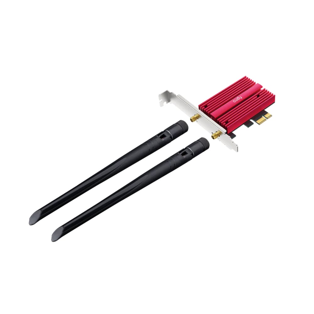 Picture of Cudy WE3000S AX5400 V2 Wi-Fi 6E Bluetooth 5.3 PCI-E Adapter - Tri-Band Wi-Fi 6E - 2.4 Gbps + 2.4 Gbps + 574 Mbps WiFi - Bluetooth 5.3 - Intel AX210 Module - Detachable Antennas on Magnetic Base