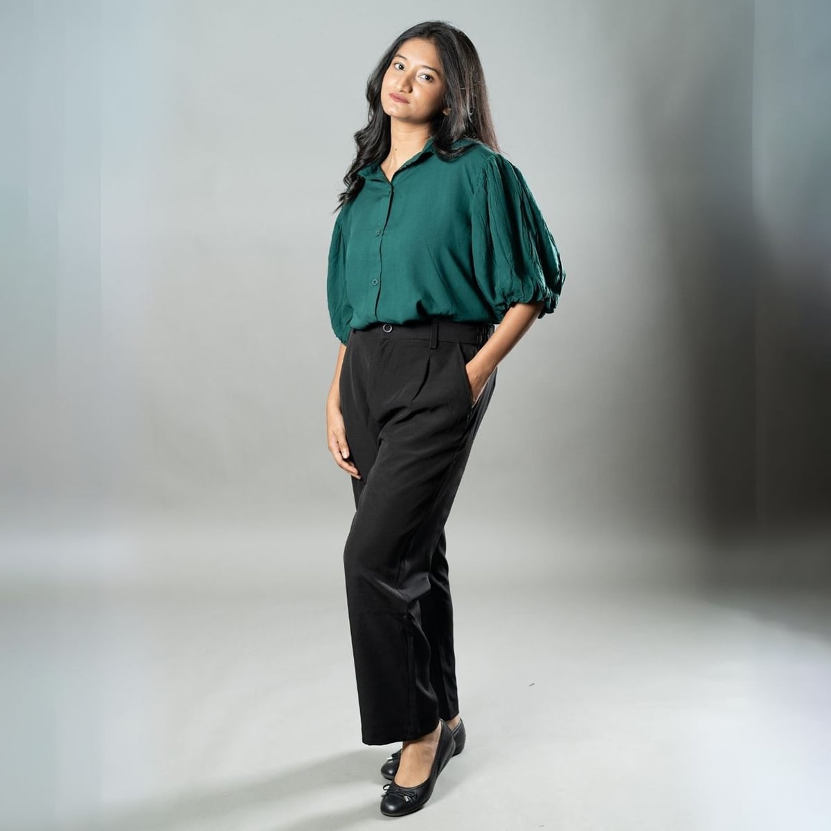 Picture of Mad Koffee Airy Drapes Shirt Top for Women – Forest