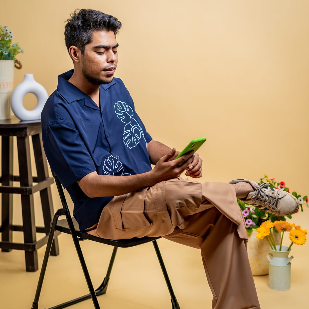 Picture of Mad Koffee Men’s Embroidery Cuban Shirts — Midnight Navy