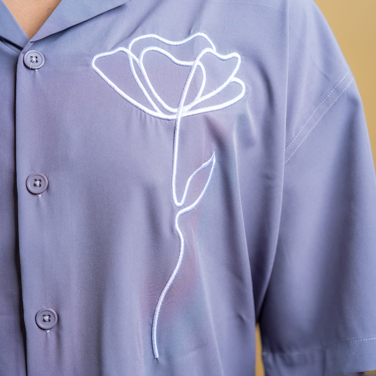 Picture of Mad Koffee Men’s Embroidery Cuban Shirts — Grey