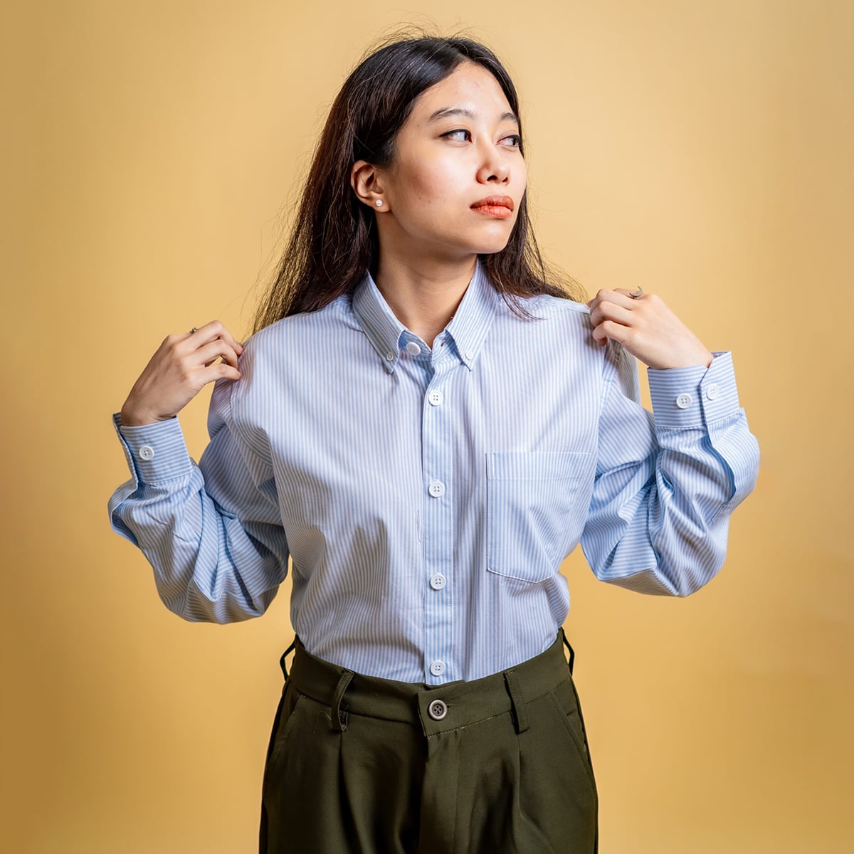 Picture of Mad Koffee Women’s AirLight Button-down Shirts – Light Blue Stripes