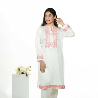 Picture of TORR WHITE PINK Ethnic Wear (01 Piece Kurti)