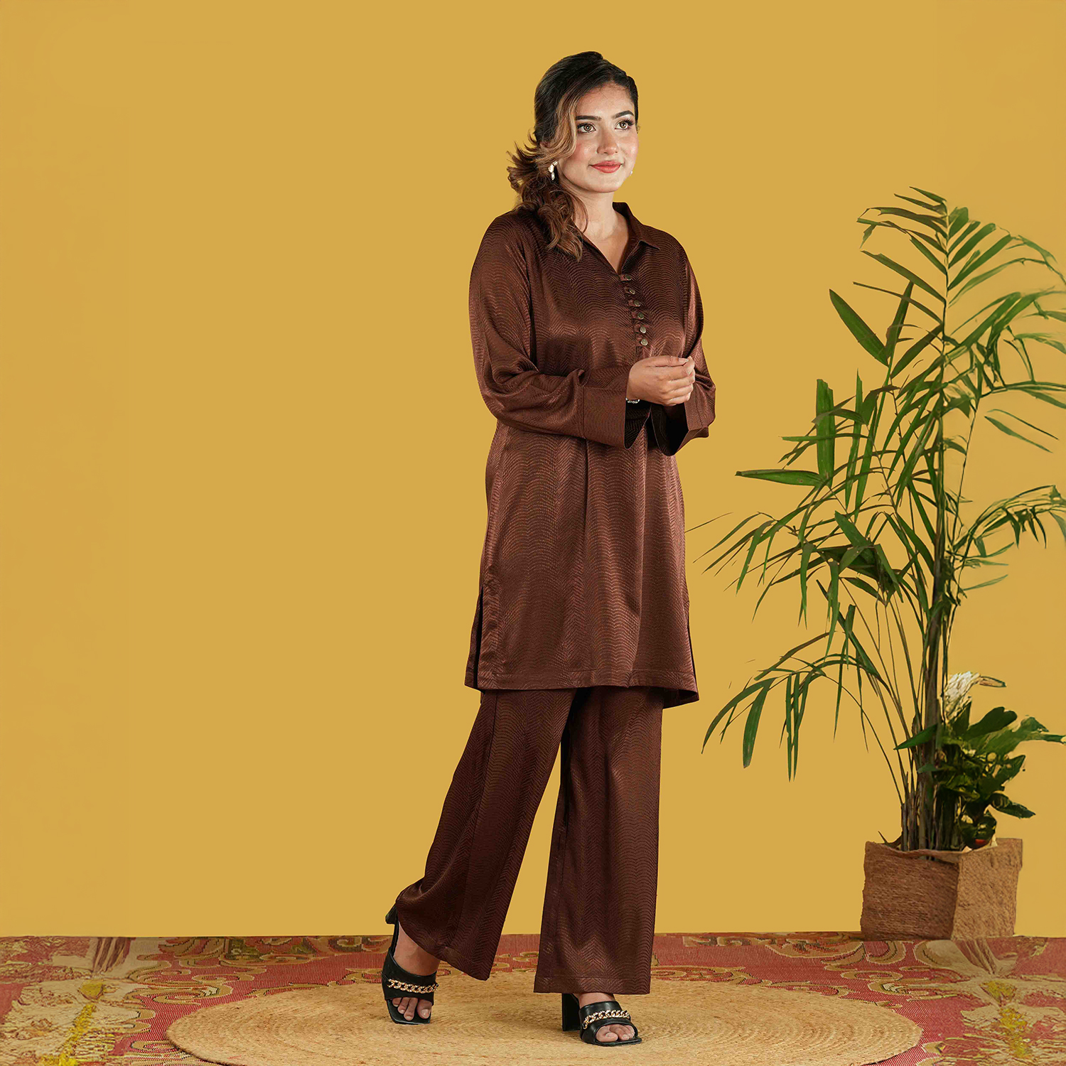 Picture of TORR Dark Coffee Women's Co-Ord Set