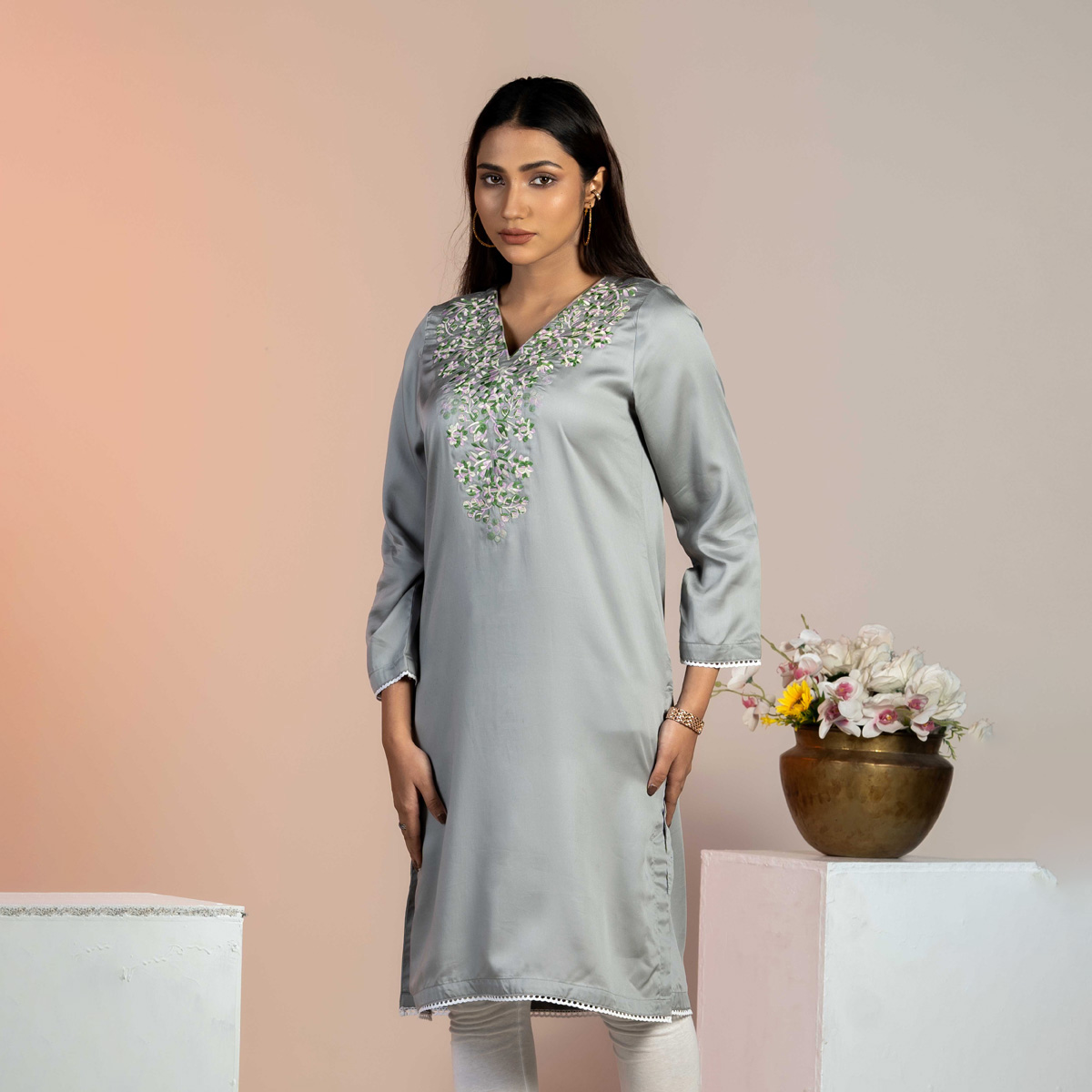Picture of TORR Silver Ethnic Wear (01 Piece Kurti)