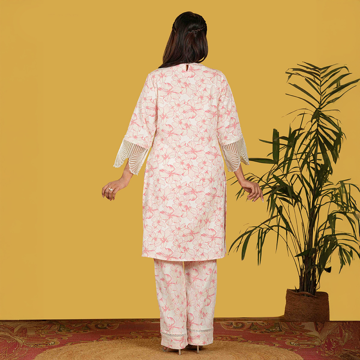 Picture of TORR White/Pink Aop Women's Co-Ord Set