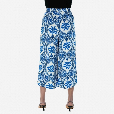 Picture of TORR White Blue Aop Womens Palazzo