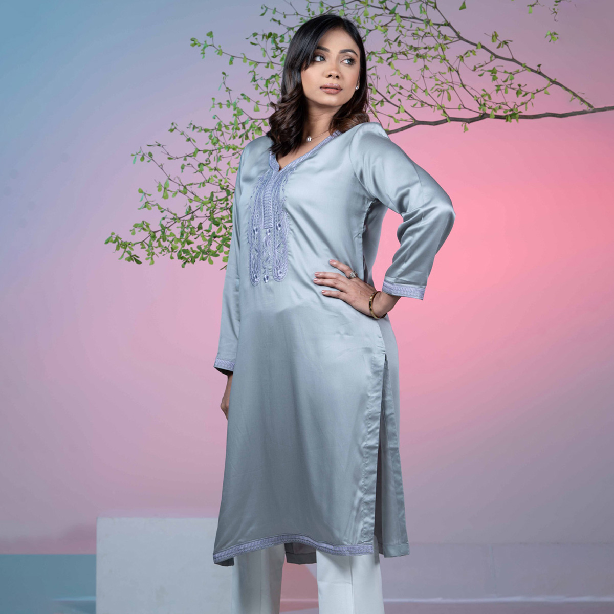 Picture of TORR  Lime Yellow Ethnic Wear (01 Piece Kurti)