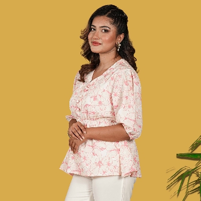 Picture of TORR White Pink AOP Women's Top