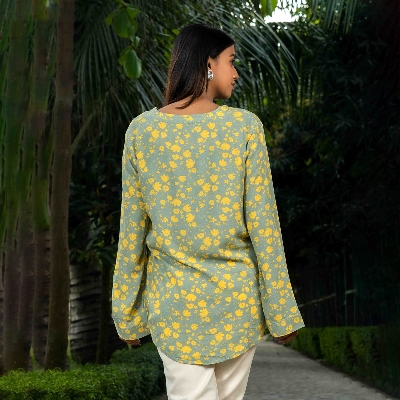 Picture of TORR Yellow AOP Women's Top