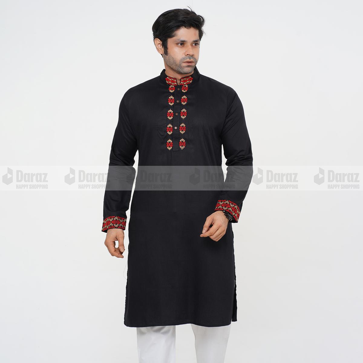 Picture of Exclusive Collection-Premium Quality Fashionable Cotton Black Panjabi for Men