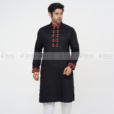 Picture of Exclusive Collection-Premium Quality Fashionable Cotton Black Panjabi for Men