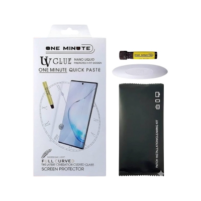 Picture of Premium UV Tempered Glass For Oppo Reno5 Pro Screen Protector Curved with Liquid Glue and UV Light -Transparent Clear