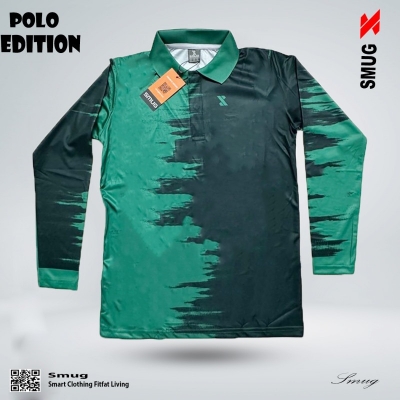 Picture of SMUG Premium POLO Full Sleeve T-shirt - Fabric soft and comfortable - Green black