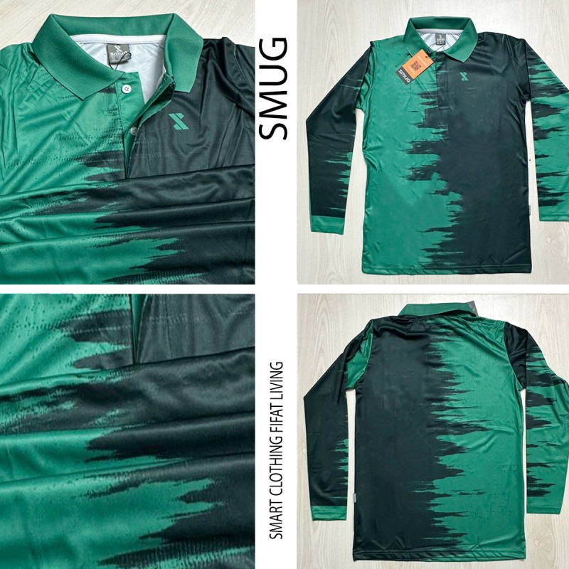 Picture of SMUG Premium POLO Full Sleeve T-shirt - Fabric soft and comfortable - Green black
