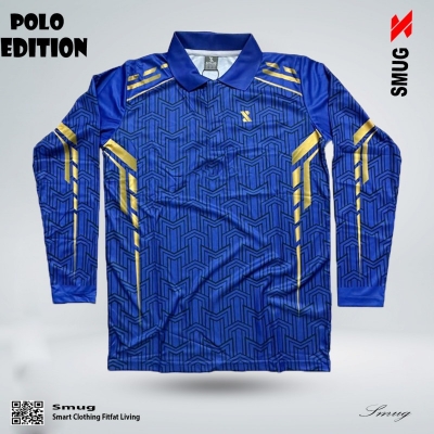Picture of SMUG Premium POLO Full Sleeve T-shirt - Fabric soft and comfortable - Blue