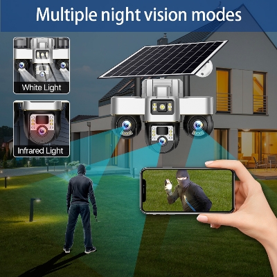 Picture of New 3 Lens 3 Display Advance Solar 4G Sim Waterproof Camera 