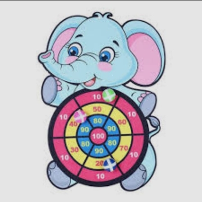 Picture of Kids' Sticky Ball Dart Board Game - Elephant Theme Soft Cloth Target with 3 Balls