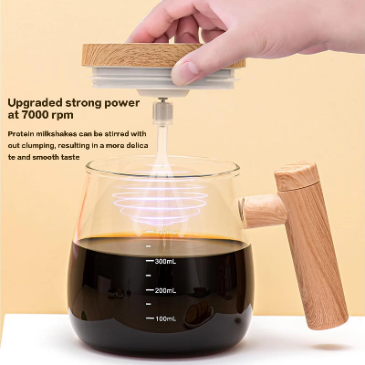 Picture of Thickening Heat Resistant Glass Mug Automatic Mixing Cup Milk Coffee Breakfast Cup with lid and handle For Home Office