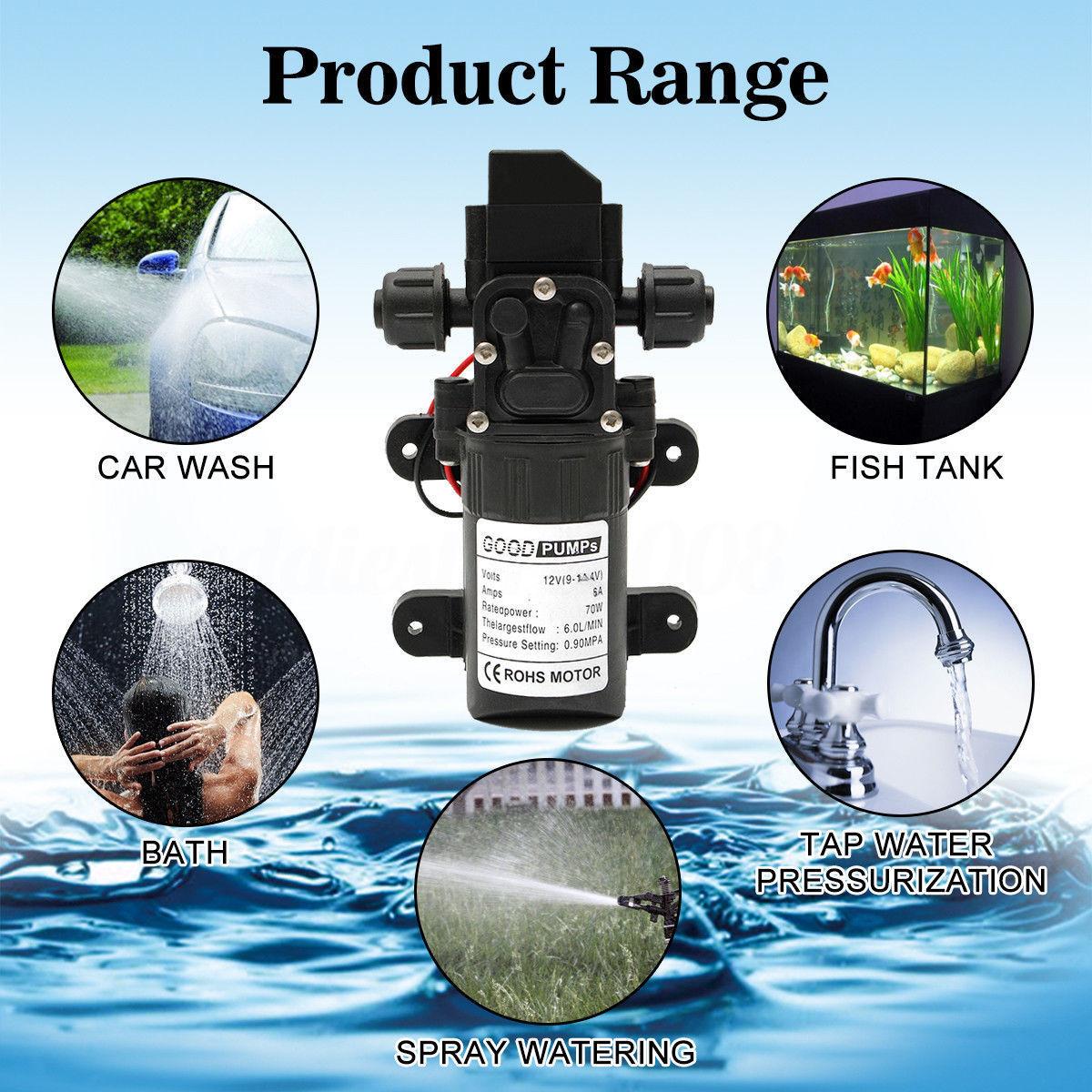 Picture of 140 PSI 6L/Min Water High Pressure Diaphragm Self Priming Pump DC 12V