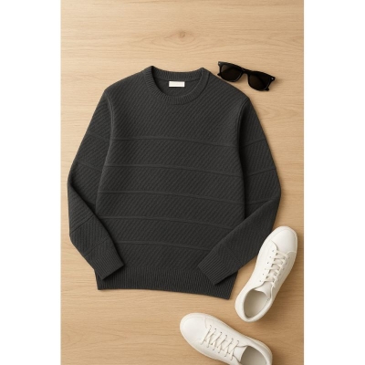 Picture of Casual Knitted Office Going Vintage Crew Neck Round Shape Polo Jumper Sweater for Men